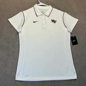 Wake Forest Lady Deacs Tennis Polo Shirt Women's Large Nike Dri-Fit White NEW